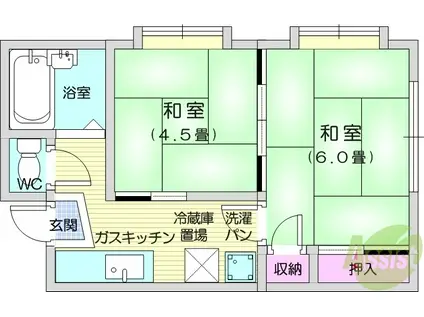 キャピタル鈎取Ⅰ(2K/2階)の間取り写真