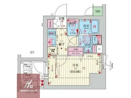 ファーストフィオーレ難波南アルマ(1K/4階)の間取り写真