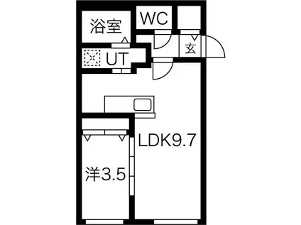 ウェルステージ宮の沢(1LDK/2階)の間取り写真