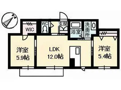 ヤマトハイムIII(2LDK/1階)の間取り写真