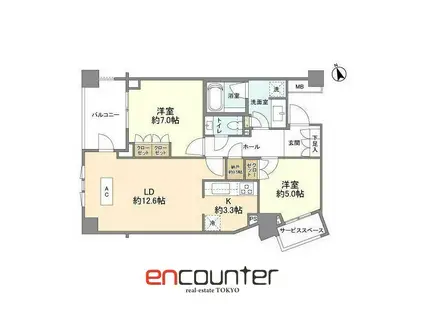 東京メトロ千代田線 代々木上原駅 徒歩9分 4階建 築11年(2LDK/3階)の間取り写真