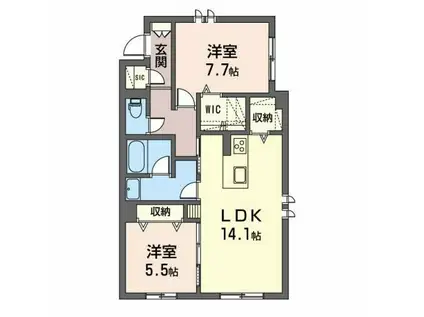 ヴィラ フロイデ(2LDK/1階)の間取り写真