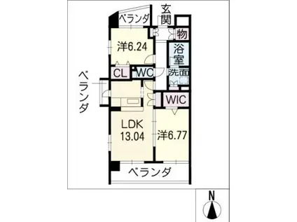 グランコール瑞穂公園I(2LDK/1階)の間取り写真