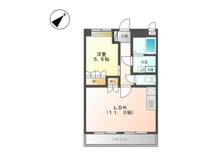 シャイン ウェーブ MIYAGOSHI(1LDK/2階)の間取り写真