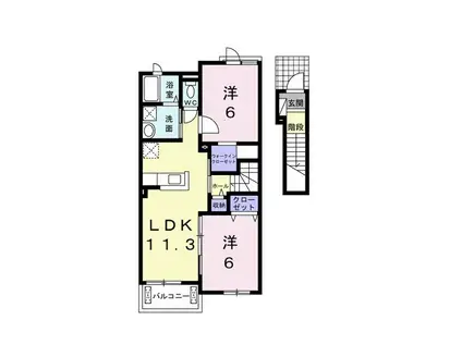 REST WOOD 1(2LDK/2階)の間取り写真