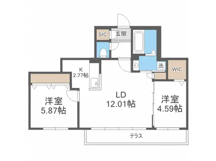 SーRESIDENCE琴似4条(2LDK/1階)の間取り写真