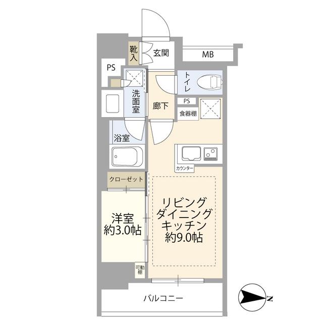 グローリオコンフォート東京菊川(1LDK/9階)の間取り写真