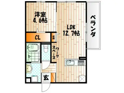 D-ROOM KASUMI(1LDK/2階)の間取り写真