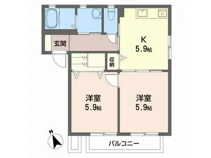 エターナルタウンG(2K/2階)の間取り写真