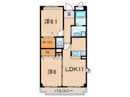 サン フォレスト ヴィラ(2LDK/2階)の間取り写真