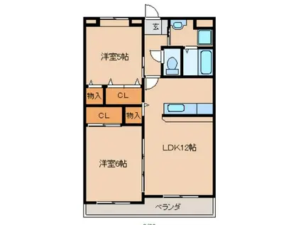 SUNDAY御井駅前(2LDK/3階)の間取り写真