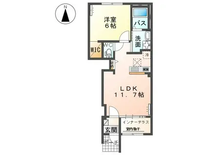 コンフォート・シャルール(1LDK/1階)の間取り写真