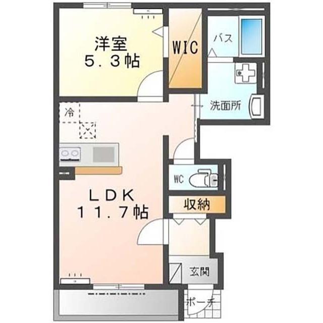 SOLDIASII(1LDK/1階)の間取り写真