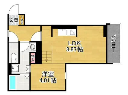 キャルムコート交野2番館(ワンルーム/1階)の間取り写真