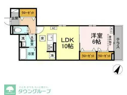 D′BLESS港南中央(1LDK/1階)の間取り写真