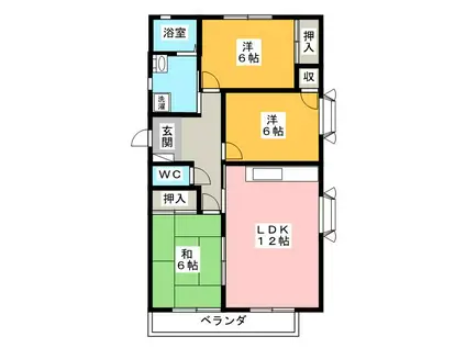 メゾンブリッヂ・コートB(3LDK/1階)の間取り写真