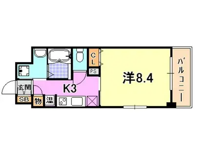 WILLDO浜崎通(1K/8階)の間取り写真