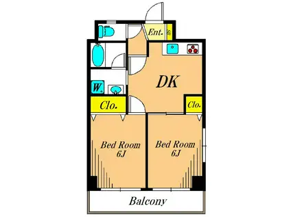 パレスフロラシオン(2DK/1階)の間取り写真