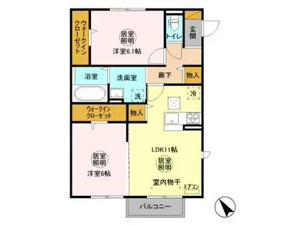 ボナール B(2LDK/1階)の間取り写真
