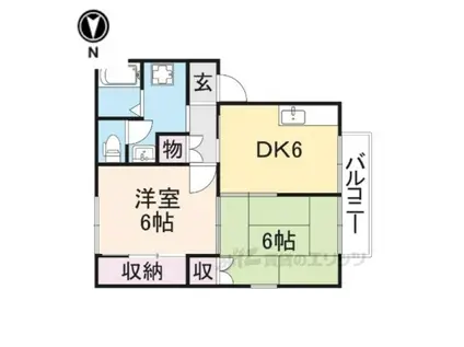 エステートピアタツノ2(2DK/1階)の間取り写真