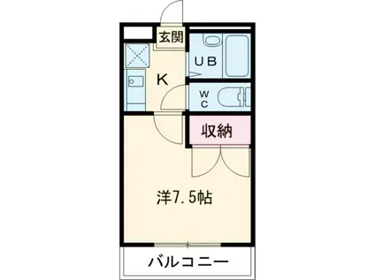 アムールMI中地(1K/1階)の間取り写真