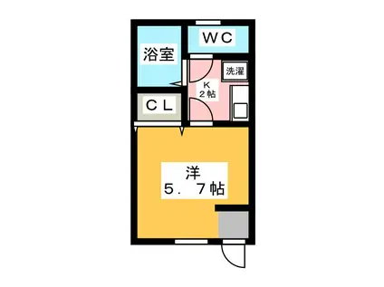 シェルブルー(1K/1階)の間取り写真