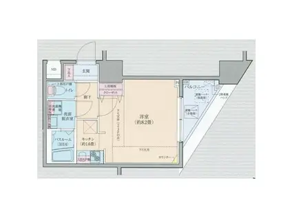 ロアール茅場町(1K/3階)の間取り写真