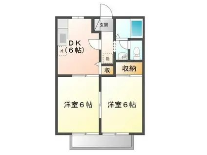 ファミール蔵王(2DK/2階)の間取り写真