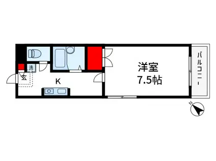 メゾンド宇田川第1(1K/3階)の間取り写真