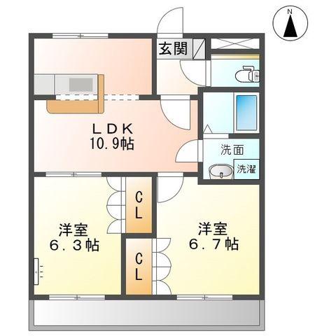 シンフォニー(2LDK/1階)の間取り写真