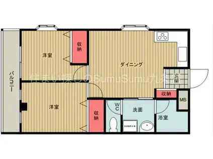 湯里マンション(2LDK/4階)の間取り写真