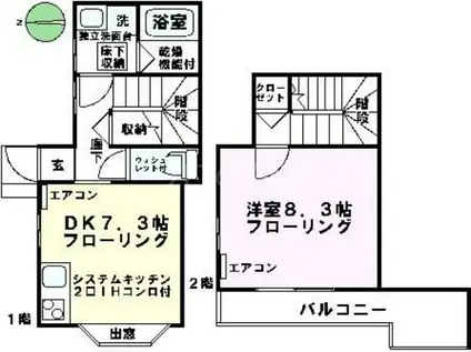 カーサノムラ(1DK/1階)の間取り写真