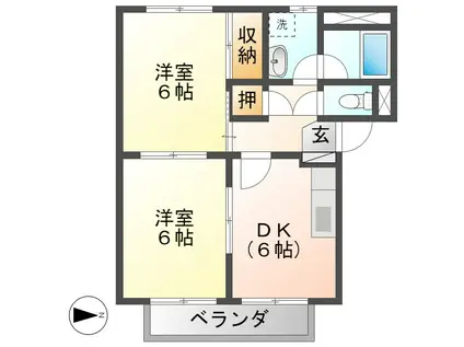 SKYグリュックファミリエ(2DK/1階)の間取り写真