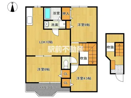 セイバリータウンB棟(3LDK/2階)の間取り写真