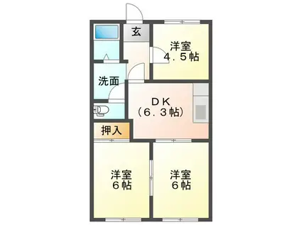 ハイツ南川(3DK/1階)の間取り写真