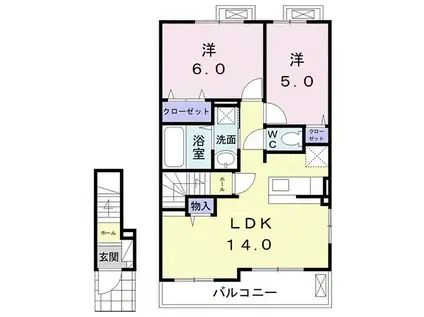 コモードMS B(2LDK/2階)の間取り写真