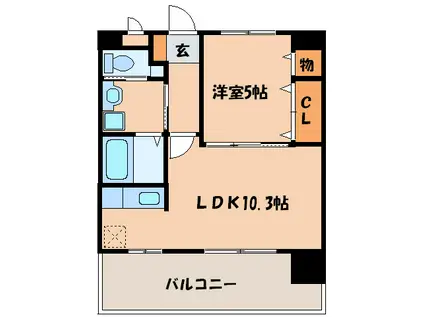 ヴィテージ大濠(1LDK/5階)の間取り写真