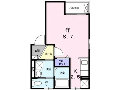 ヴェルデ・リオ(1K/1階)の間取り写真