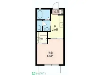 ツインパレスA(1K/2階)の間取り写真