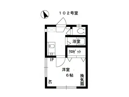 エスポワールあさひ(1K/1階)の間取り写真