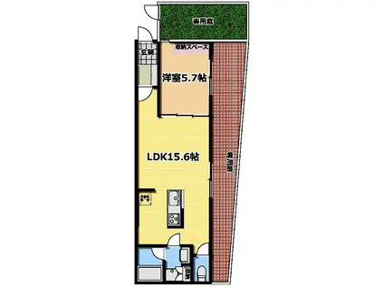 BRILLIANT JO-1(1LDK/1階)の間取り写真