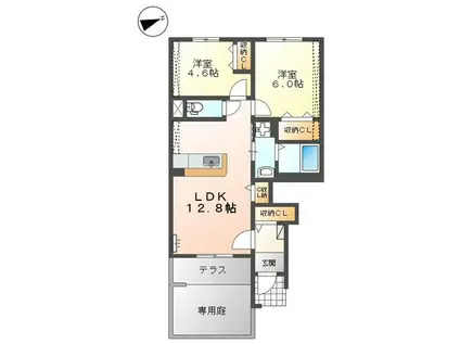 ヴァンヴェール(2LDK/1階)の間取り写真