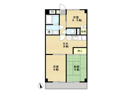 グレートヒルズ(3DK/2階)の間取り写真