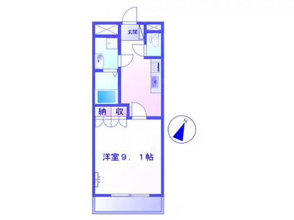 ヴァンヴェール(1K/2階)の間取り写真