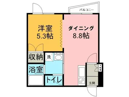 パークアベニュー(1DK/2階)の間取り写真