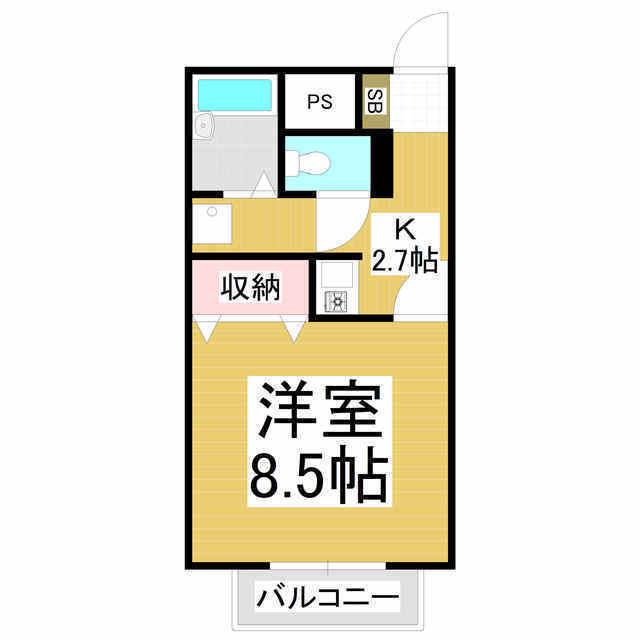 ハイムサンライズB(1K/1階)の間取り写真