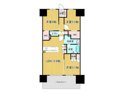 ヴェリテ金剛ルネクロスサイト(3LDK/11階)の間取り写真