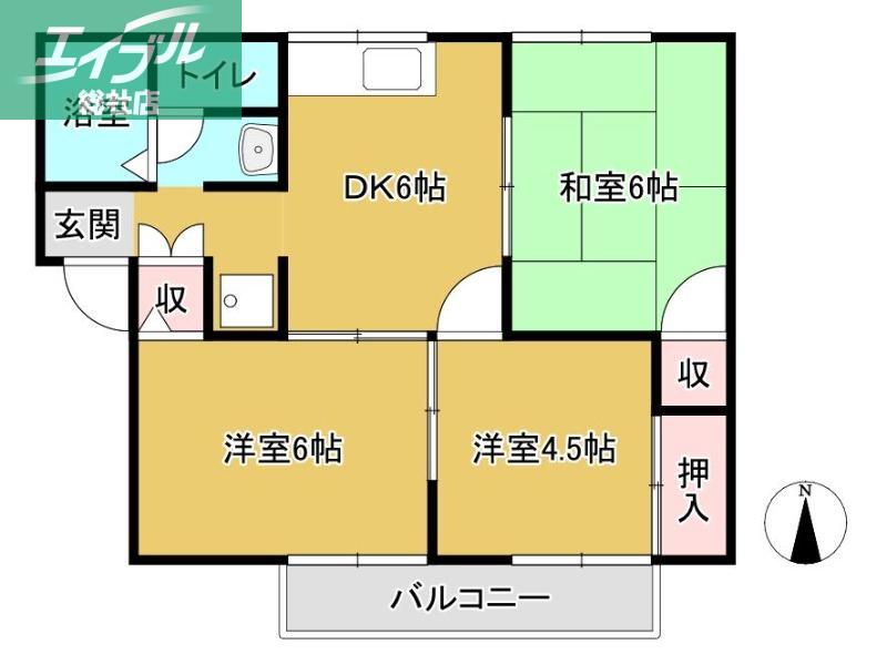 グリーンハウス(3DK/2階)の間取り写真