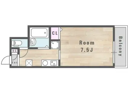 リバティーコート(1K/3階)の間取り写真