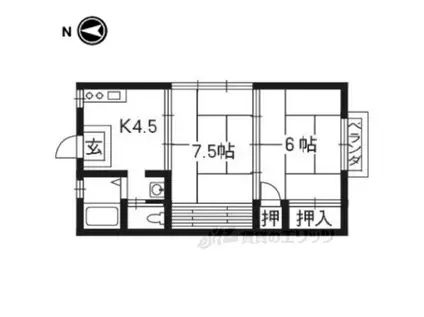 ペアシティ淀(2DK/2階)の間取り写真